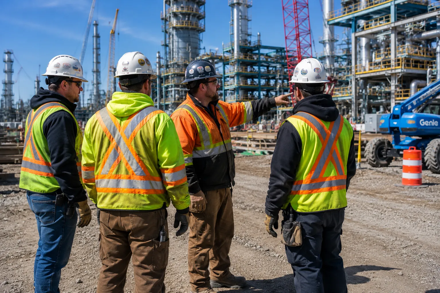 Trades crew working together at an industrial site